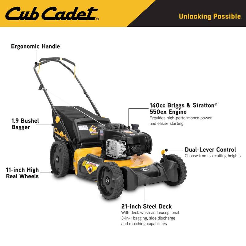 Cub Cadet 21 in. 140cc Briggs And Stratton Engine 3-in-1 Gas Walk Behind Push Lawn Mower - SCP100