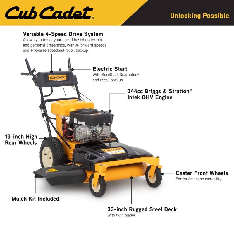 Cub Cadet 33 in. 10.5 HP Briggs and Stratton Electric Start Gas Engine Wide Area Walk Behind Self Propelled Lawn Mower - CC800