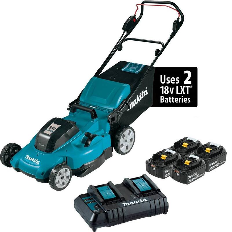 Makita 18V X2 (36V) LXT Lithium-Ion Cordless 21 in. Walk Behind Lawn Mower Kit w/4 batteries (4.0Ah) - XML10CM1