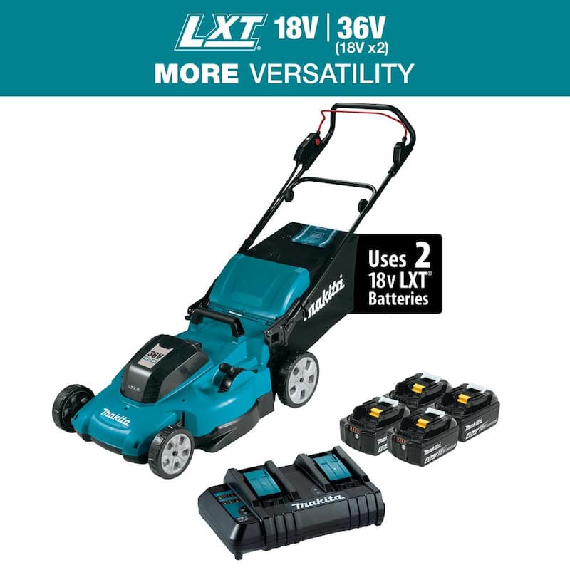 Makita 18V X2 (36V) LXT Lithium-Ion Cordless 21 in. Walk Behind Lawn Mower Kit w/4 batteries (4.0Ah) - XML10CM1