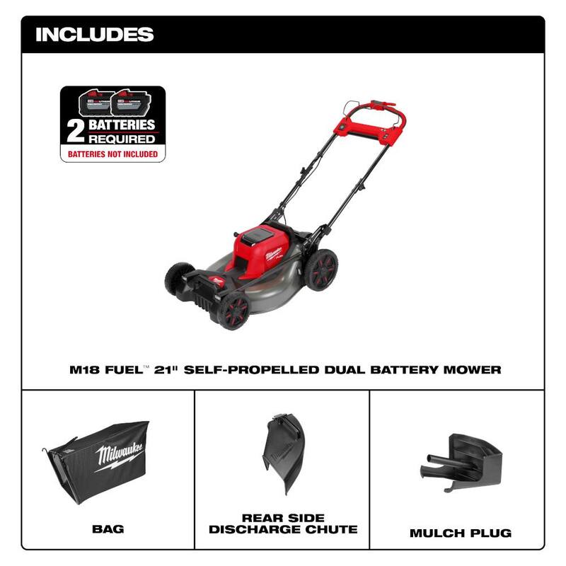 Milwaukee M18 FUEL Brushless Cordless 21 in. Walk Behind Dual Battery Self-Propelled Mower (Tool-Only) - 2823-20