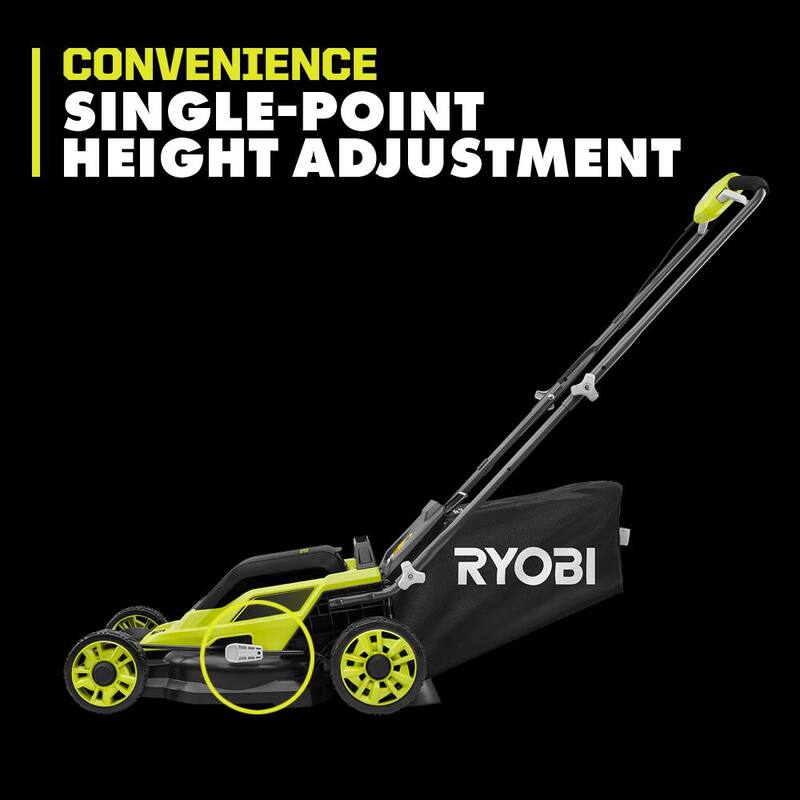 RYOBI ONE+ 18V 13 in. Cordless Walk Behind Push Lawn Mower and Cordless String Trimmer/Edger with 4.0 Ah Battery and Charger - P1180VNM-PCLST01B
