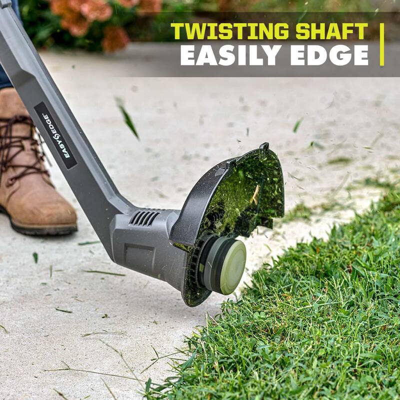 RYOBI ONE+ 18V 13 in. Cordless Walk Behind Push Lawn Mower and Cordless String Trimmer/Edger with 4.0 Ah Battery and Charger - P1180VNM-PCLST01B