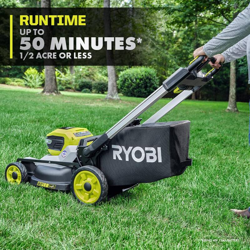 RYOBI 40V HP Brushless 21 in. Battery Walk Behind Multi-Blade Push Lawn Mower with 7.5 Ah Battery and Rapid Charger - RY401200