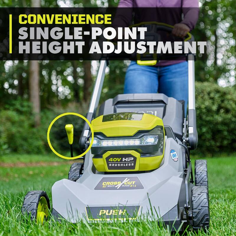 RYOBI 40V HP Brushless 21 in. Battery Walk Behind Multi-Blade Push Lawn Mower with 7.5 Ah Battery and Rapid Charger - RY401200