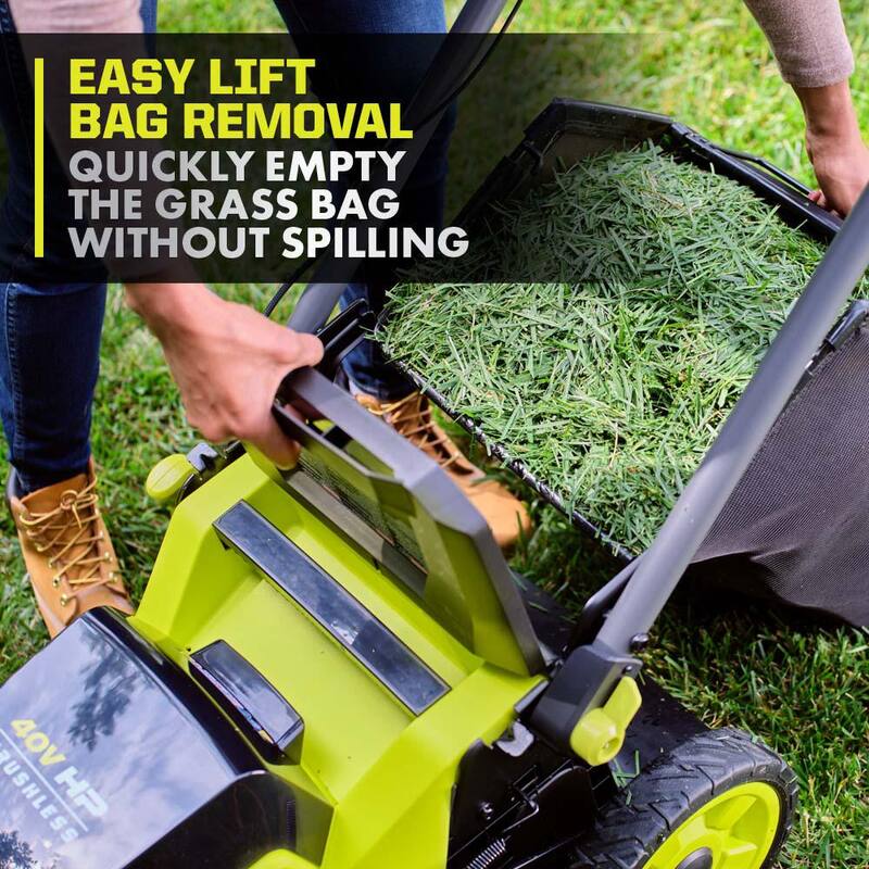 RYOBI 40V HP Brushless 20 in. Cordless Battery Walk Behind Self-Propelled Mower, Trimmer, Blower with Batteries and Chargers - RY401180-3X