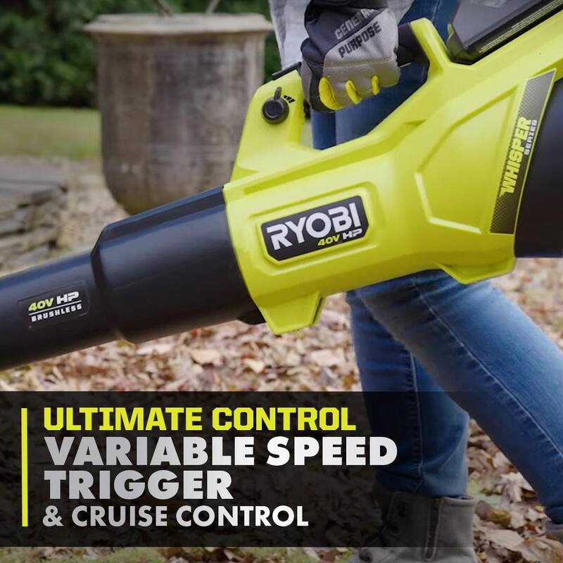 RYOBI 40V HP Brushless 20 in. Cordless Battery Walk Behind Self-Propelled Mower, Trimmer, Blower with Batteries and Chargers - RY401180-3X