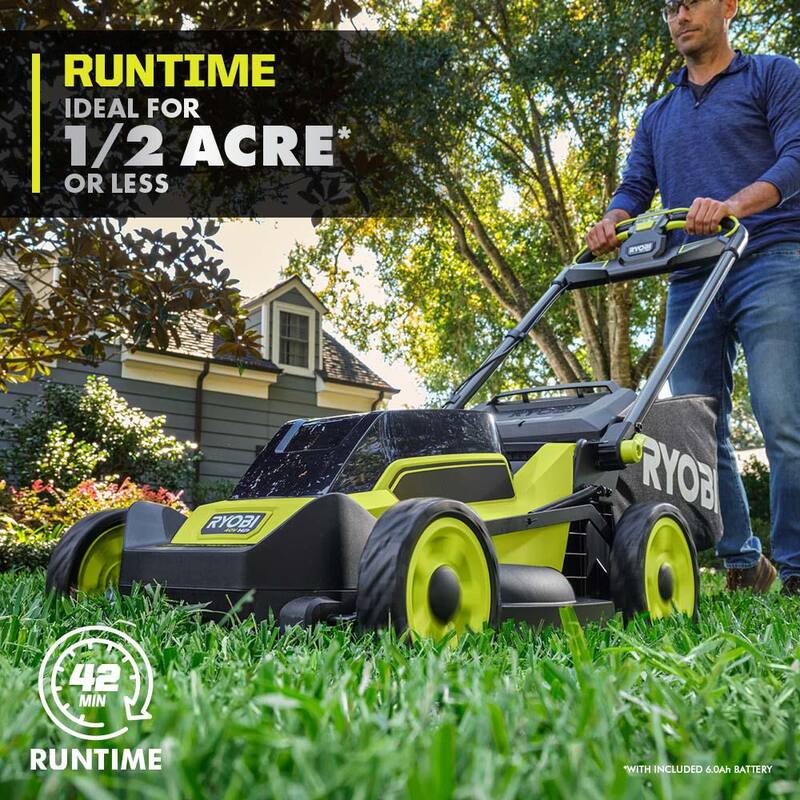 RYOBI 40V HP Brushless 20 in. Cordless Battery Walk Behind Self-Propelled Mower, Trimmer, Blower with Batteries and Chargers - RY401180-3X