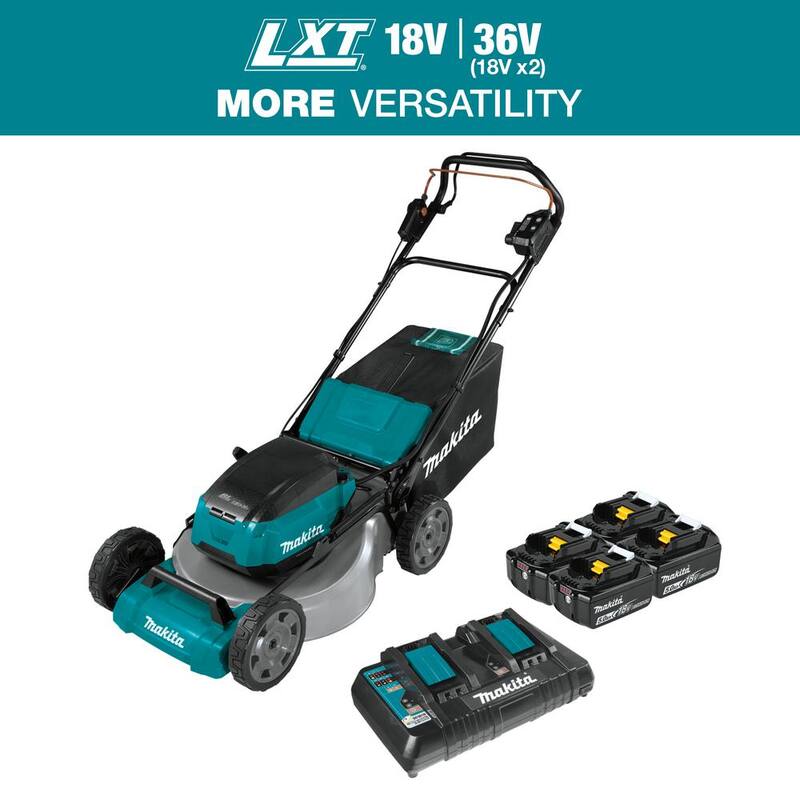Makita 21 in. 18V X2 (36V) LXT Lithium-Ion Cordless Walk Behind Self Propelled Lawn Mower Kit with 4 Batteries (5.0 Ah) - XML08PT1