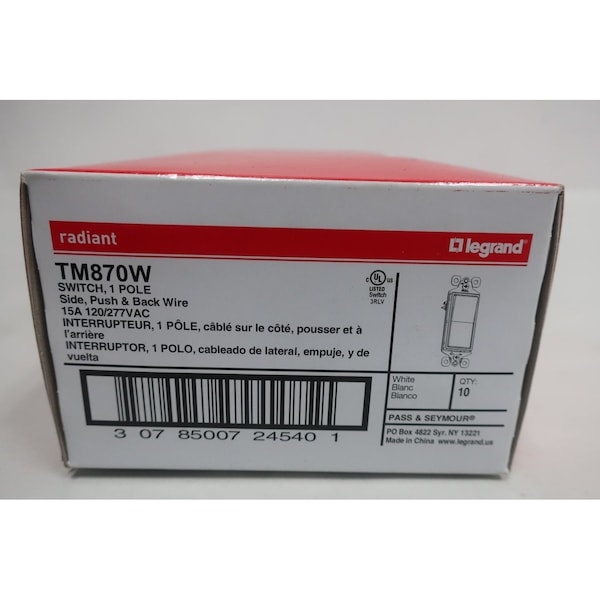 Legrand 1P 15A 120277VAc, TM870W - TM870W

Legrand 1P 15A 120277VCA, TM870W - TM870W