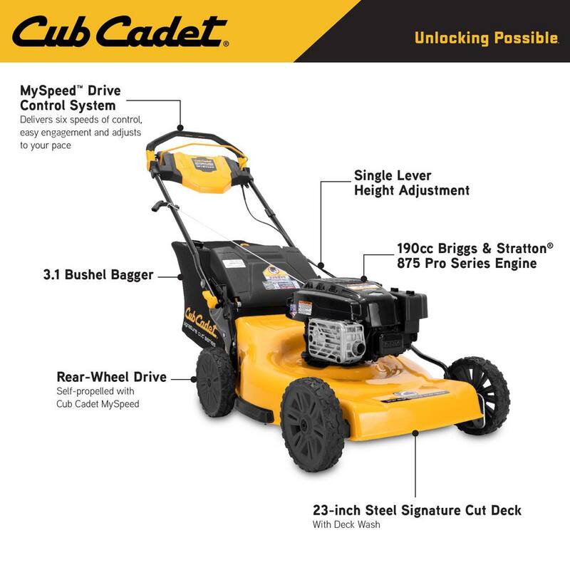 Cub Cadet 23 in. 190cc Briggs and Stratton Engine Rear Wheel Drive 3-in-1 Gas Self Propelled Walk Behind Lawn Mower - SC900