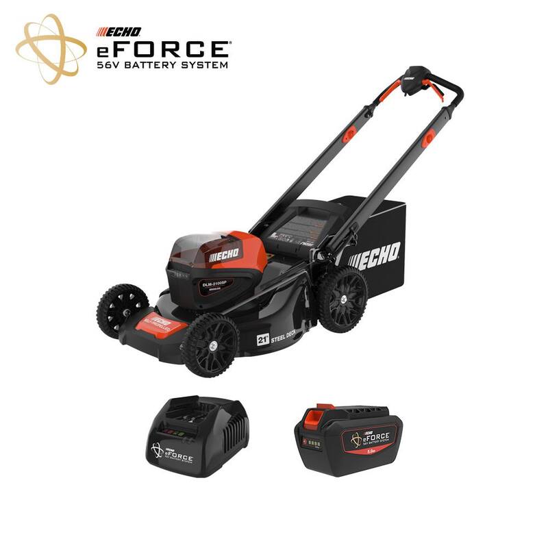 ECHO eFORCE 56V 21 in. Cordless Battery Walk Behind Self-Propelled Lawn Mower with 5.0Ah Battery and Charger - DLM-2100SPC2