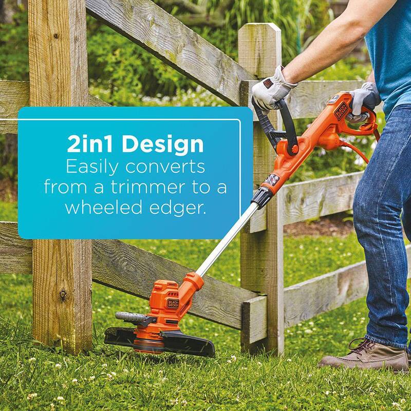 BLACK+DECKER 15 in. 10 AMP Corded Electric Walk Behind Push Lawn Mower and 14 in. 6.5 Amp Corded 2-In-1 String Trimmer & Lawn Edger - BEMW472BHWTA510