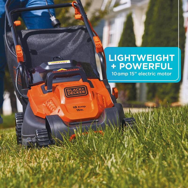BLACK+DECKER 15 in. 10 AMP Corded Electric Walk Behind Push Lawn Mower and 14 in. 6.5 Amp Corded 2-In-1 String Trimmer & Lawn Edger - BEMW472BHWTA510