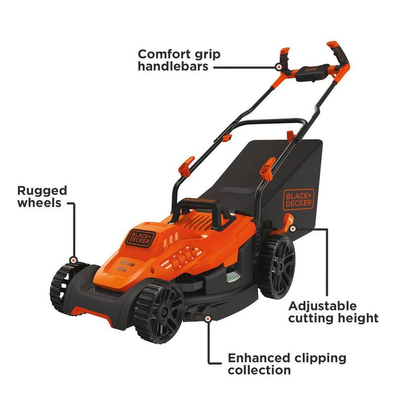 BLACK+DECKER 15 in. 10 AMP Corded Electric Walk Behind Push Lawn Mower and 14 in. 6.5 Amp Corded 2-In-1 String Trimmer & Lawn Edger - BEMW472BHWTA510