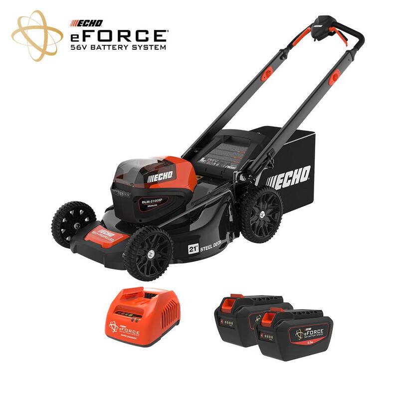 ECHO eFORCE 21 in. 56V Cordless Battery Walk Behind Self-Propelled Lawn Mower with Two 5.0 Ah Batteries/Rapid Charger - DLM-2100SPR2-2