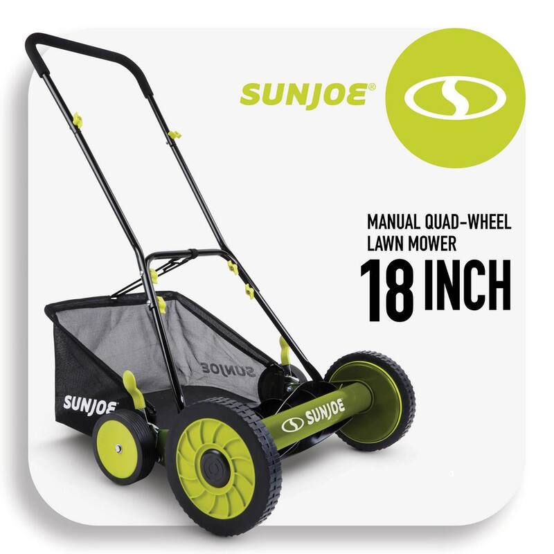 Sun Joe Mow Joe 18 in. Manual Push Walk Behind Reel Mower with Catcher - MJ501M
