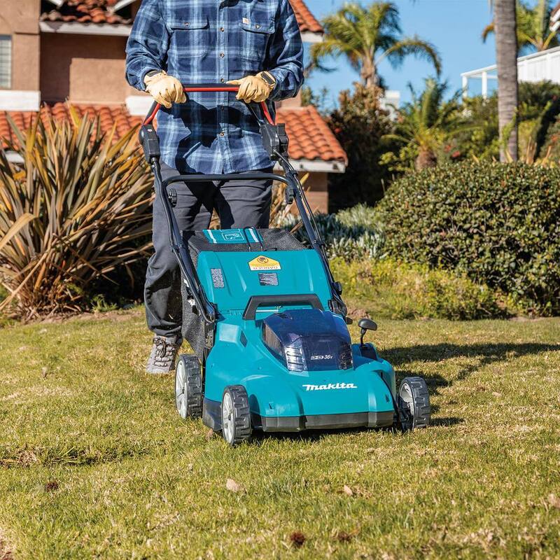 Makita 18V X2 (36V) LXT Lithium-Ion Cordless 19 in. Walk Behind Self-Propelled Lawn Mower Kit w/4 batteries (5.0Ah) - XML14CT1