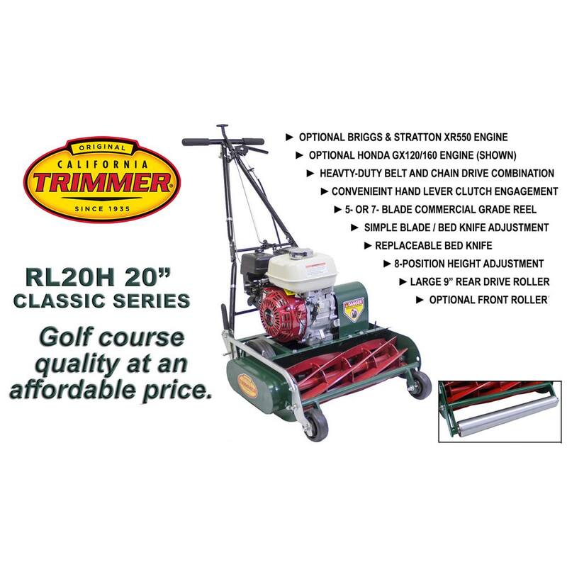 California Trimmer Classic Standard 20 in. 7-Blade Honda Gas Walk Behind Self-Propelled Reel Lawn Mower - RL207H-GX120