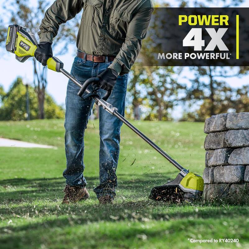 RYOBI 40-Volt HP Brushless Whisper Series 21 in. Walk Behind Self-Propelled All Wheel Drive Mower Trimmer 3 Batteries Chargers - RY401210-4X