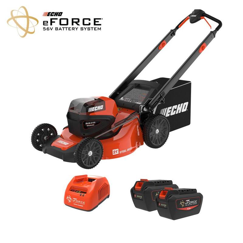 ECHO eFORCE 21 in. 56-Volt Cordless Battery Walk Behind Push Lawn Mower with Two 5.0 Ah Batteries/Rapid Charger - DLM-2100R2-2