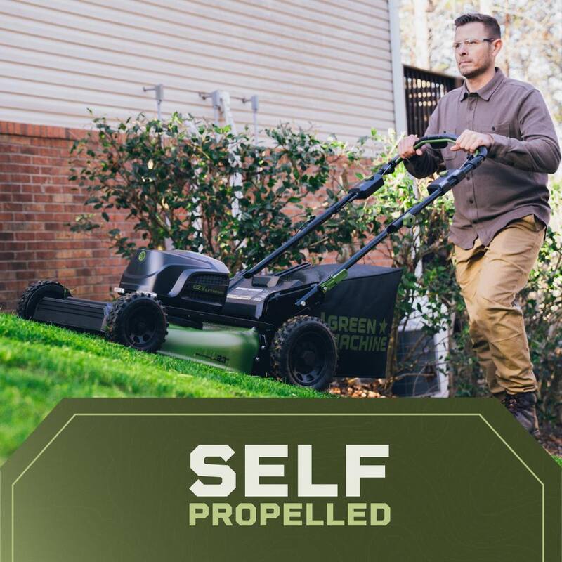 Green Machine 62V Brushless 22 in. Electric Cordless Battery Self- Propelled Lawn Mower with 2 4.0 Ah Batteries and Charger - GMSM6200