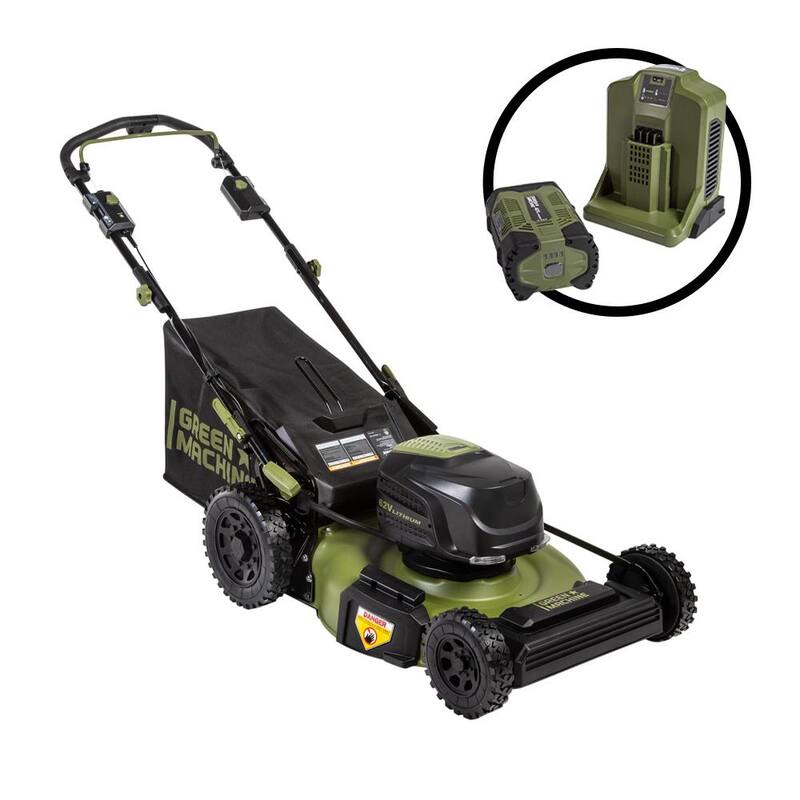 Green Machine 62V Brushless 22 in. Electric Cordless Battery Self- Propelled Lawn Mower with 2 4.0 Ah Batteries and Charger - GMSM6200