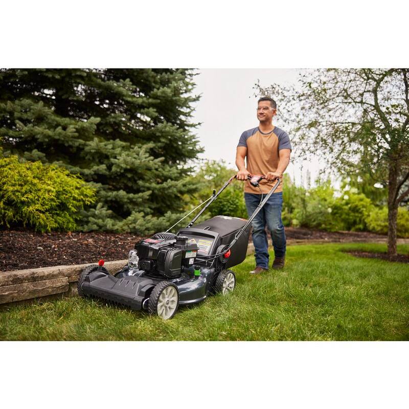 Troy-Bilt XP 21 in. 150 cc Vertical Storage Briggs and Stratton ReadyStart Series Gas Engine 3-in-1 FWD Self Propelled Lawn Mower - TB220B XP Space Savr