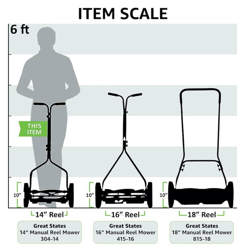 Great States 14 in. 5-Blade Manual Walk Behind Reel Lawn Mower - 304-14-21