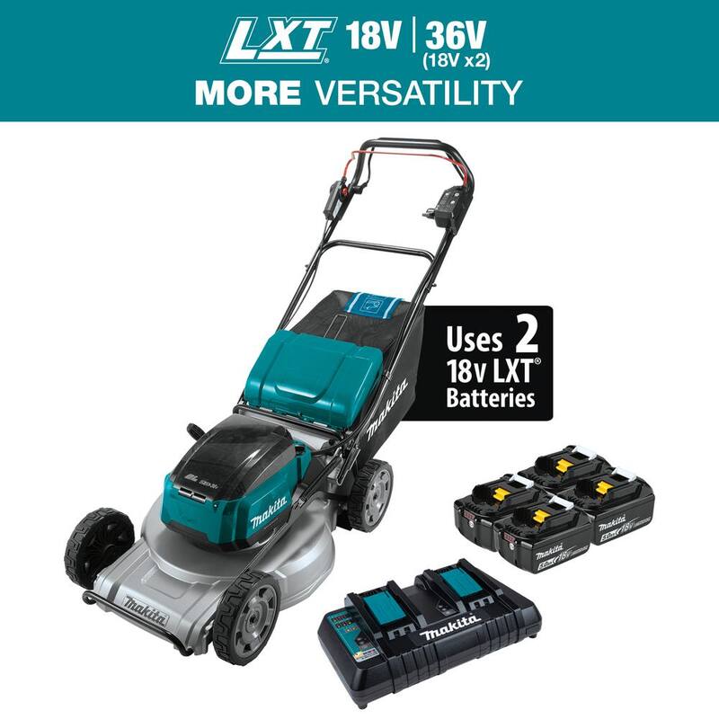 Makita 21 in. 18V X2 (36V) LXT Lithium-Ion Brushless Cordless Walk Behind Self-Propelled Lawn Mower Kit (5.0Ah) - XML09PT1