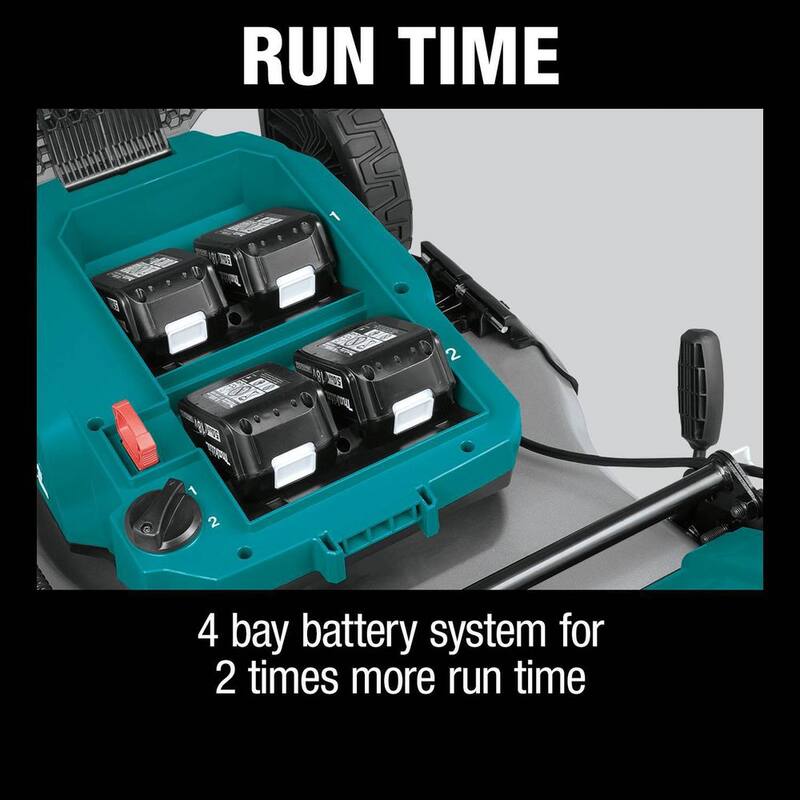 Makita 21 in. 18V X2 (36V) LXT Lithium-Ion Cordless Walk Behind Push Lawn Mower Kit with 4 Batteries (5.0 Ah) - XML07PT1