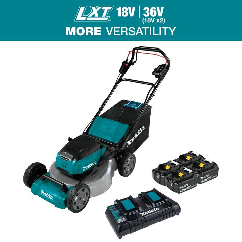 Makita 18 in. 18V X2 (36V) LXT Lithium-Ion Cordless Walk Behind Self Propelled Lawn Mower Kit with 4 Batteries (5.0 Ah) - XML06PT1