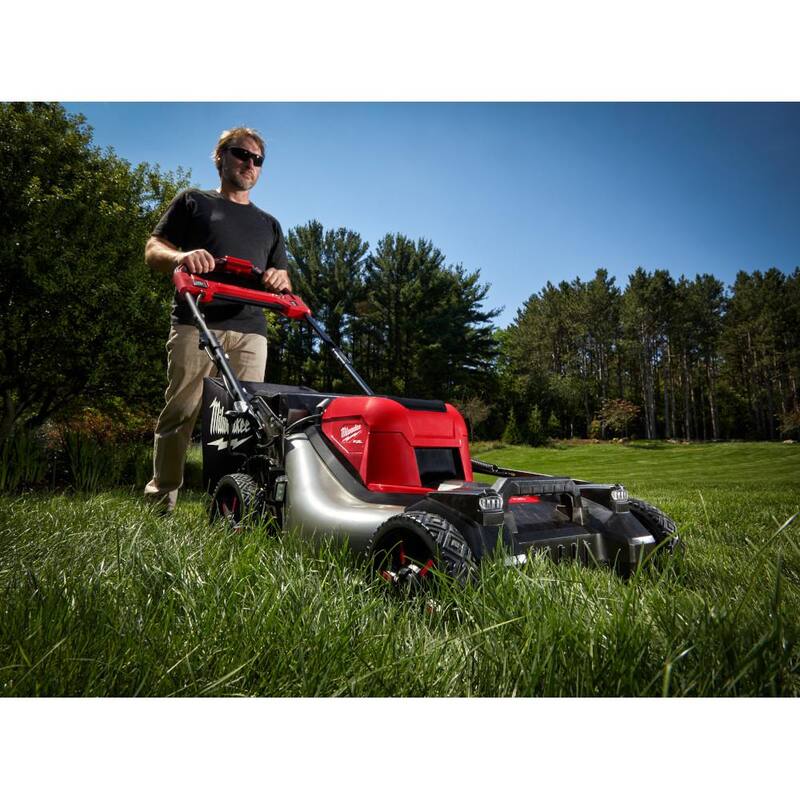Milwaukee M18 FUEL Brushless Cordless 21 in. Dual Battery Self-Propelled Mower w/8 in. Pruning Saw, (2) 12.0Ah Battery, Charger - 2823-22HD-3004-20