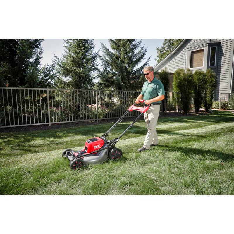 Milwaukee M18 FUEL Brushless Cordless 21 in. Dual Battery Self-Propelled Mower w/8 in. Pruning Saw, (2) 12.0Ah Battery, Charger - 2823-22HD-3004-20