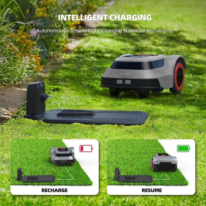 smonet 8 in. Robot Lawn Mower - Automatic Lawnmower Battery Powered APP Control, Smart Path Planning, Up to 1/4 Acre - RLM1000