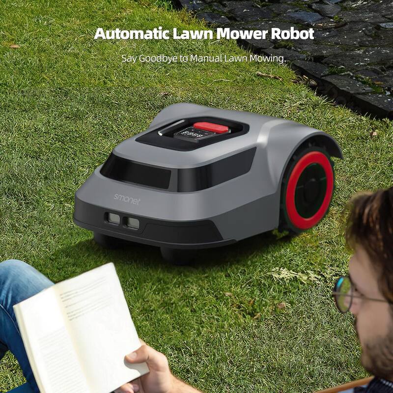 smonet 8 in. Robot Lawn Mower - Automatic Lawnmower Battery Powered APP Control, Smart Path Planning, Up to 1/4 Acre - RLM1000