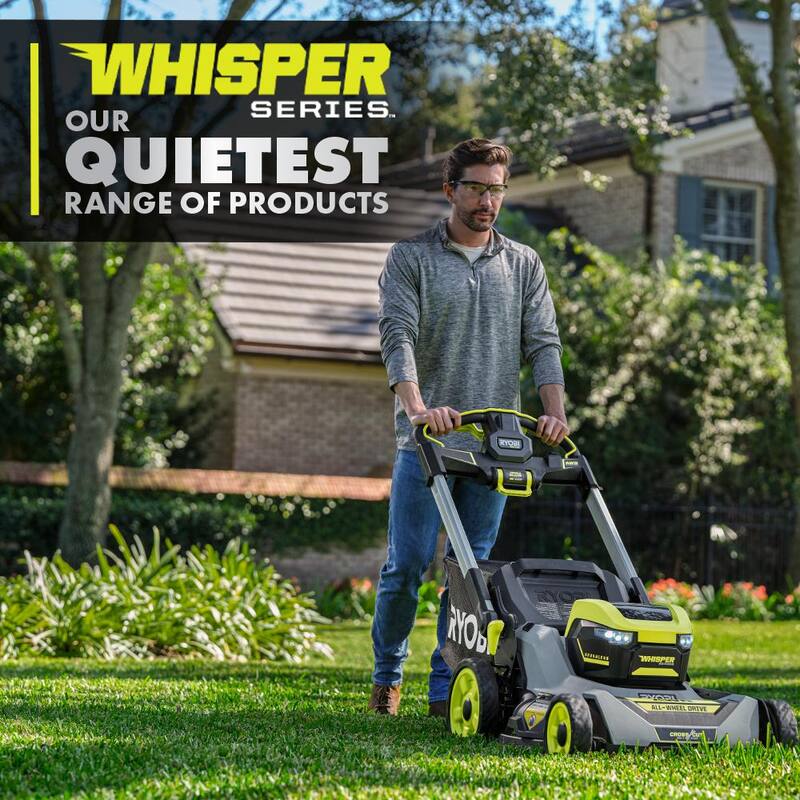 RYOBI 40V HP Brushless Whisper Series 21 in. Walk Behind Self-Propelled All Wheel Drive Mower, Blower, (4) Batteries, Chargers - RY401210-2X
