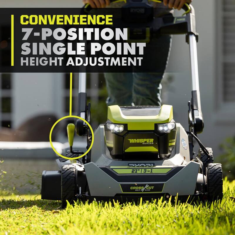 RYOBI 40V HP Brushless Whisper Series 21 in. Walk Behind Self-Propelled All Wheel Drive Mower, Blower, (4) Batteries, Chargers - RY401210-2X