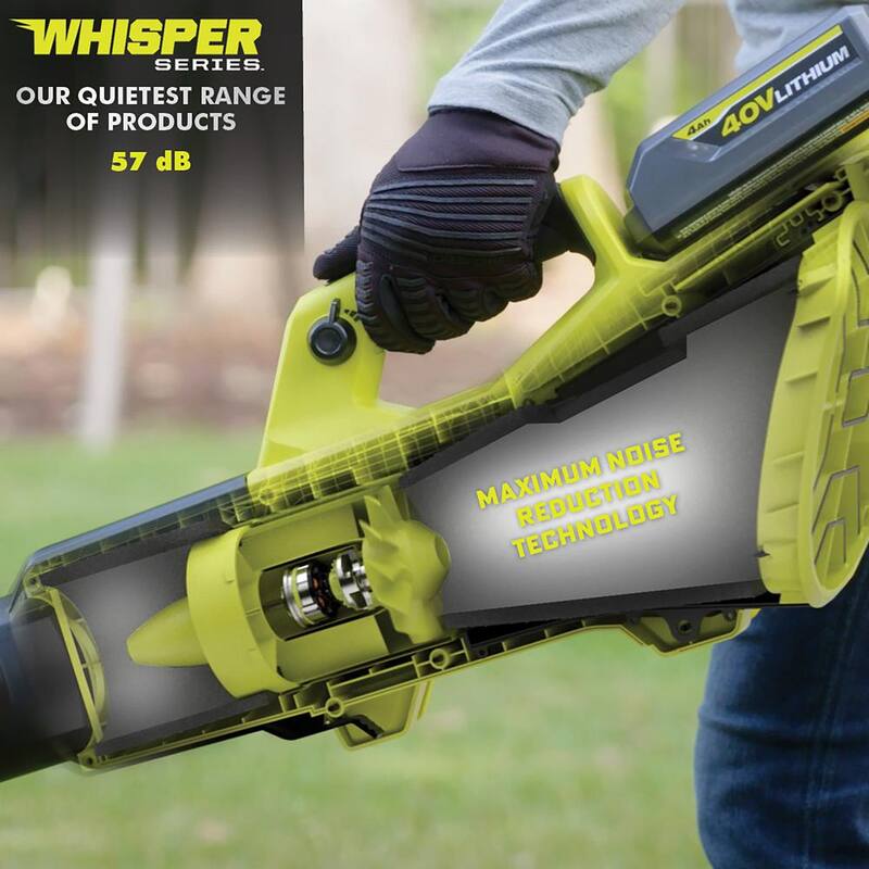 RYOBI 40V HP Brushless Whisper Series 21 in. Walk Behind Self-Propelled All Wheel Drive Mower, Blower, (4) Batteries, Chargers - RY401210-2X