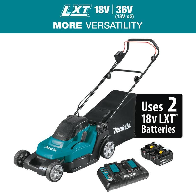 Makita 18V X2 (36V) LXT Lithium-Ion Cordless 17 in. Walk Behind Residential Lawn Mower Kit (5.0Ah) - XML05PT