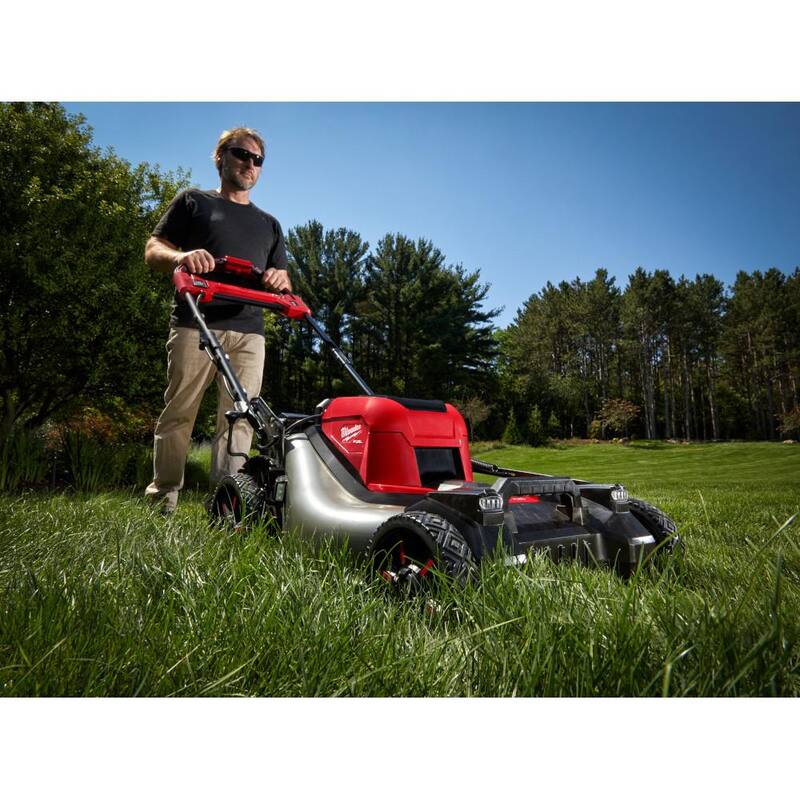 Milwaukee M18 FUEL Brushless Cordless 21 in. Walk Behind Dual Battery Self-Propelled Mower w/(2)12Ah Batteries & Replacement Blade - 2823-22HD-49-16-2734