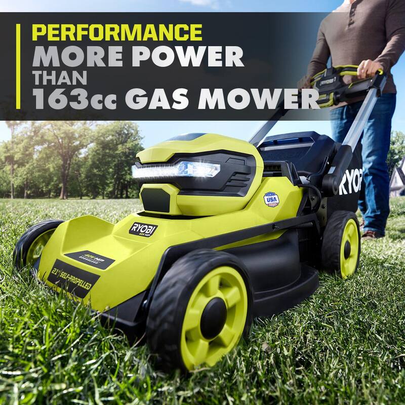 RYOBI 40V HP Brushless 21 in Cordless Walk Behind Self-Propelled Lawn Mower & Lawn Striper w/(2) 6.0 Ah Batteries and Charger - RY401140-ACLS01