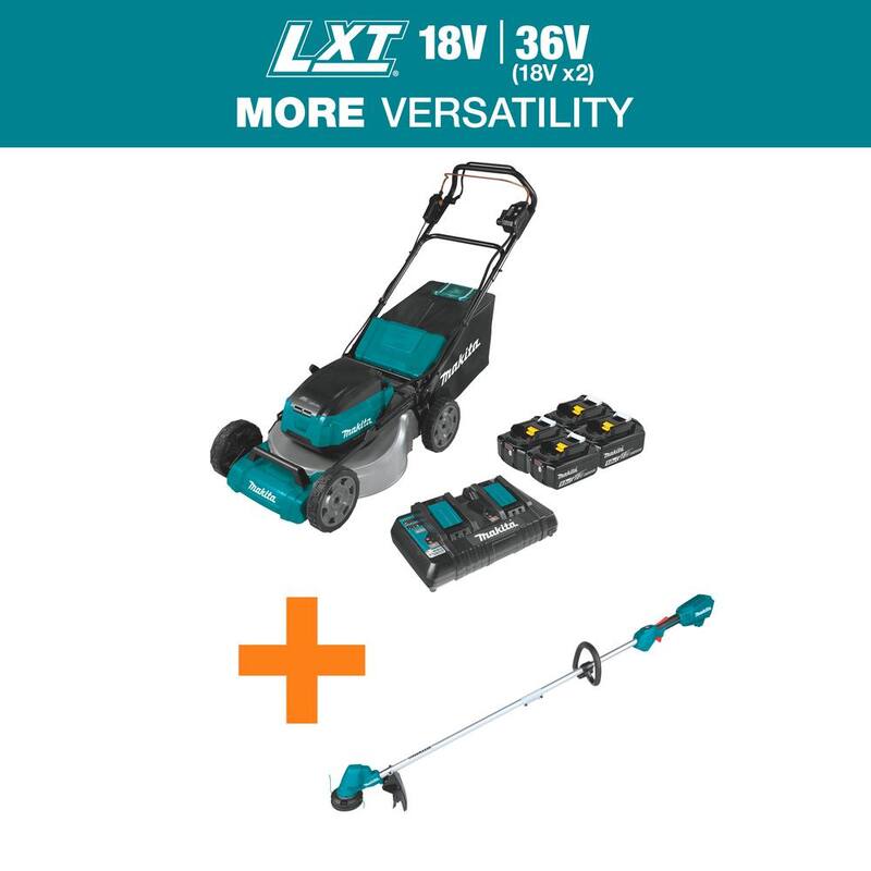Makita 18V X2 (36V) LXT Cordless 21 in. Self-Propelled Commercial Lawn Mower, 4 Batteries (5.0Ah) & 13 in. String Trimmer - XML08PT1-XRU23Z