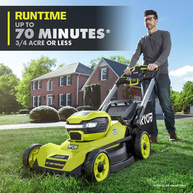 RYOBI 40-Volt HP Brushless 21 in. Cordless Battery Walk Behind Self-Propelled Lawn Mower (Tool Only) - RY401014BTL