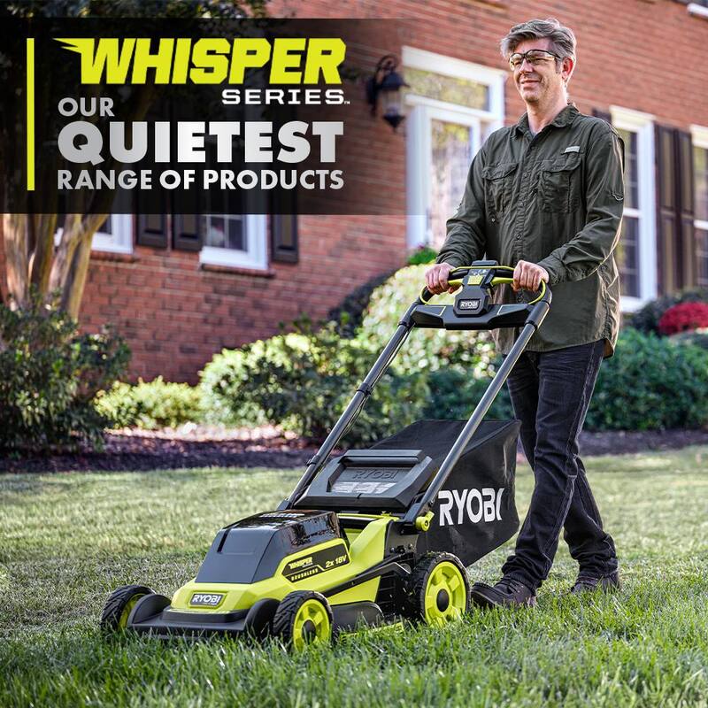 RYOBI ONE+ 18V HP Brushless Whisper Series 20" Self-Propelled Dual Blade Walk Behind Mower-(6) 4.0 Batteries and (3) Chargers - P11100-BK