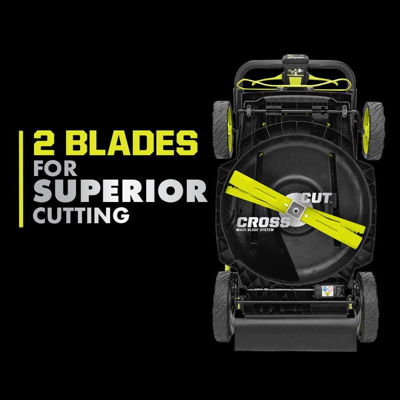 RYOBI ONE+ 18V HP Brushless Whisper Series 20" Self-Propelled Dual Blade Walk Behind Mower-(6) 4.0 Batteries and (3) Chargers - P11100-BK