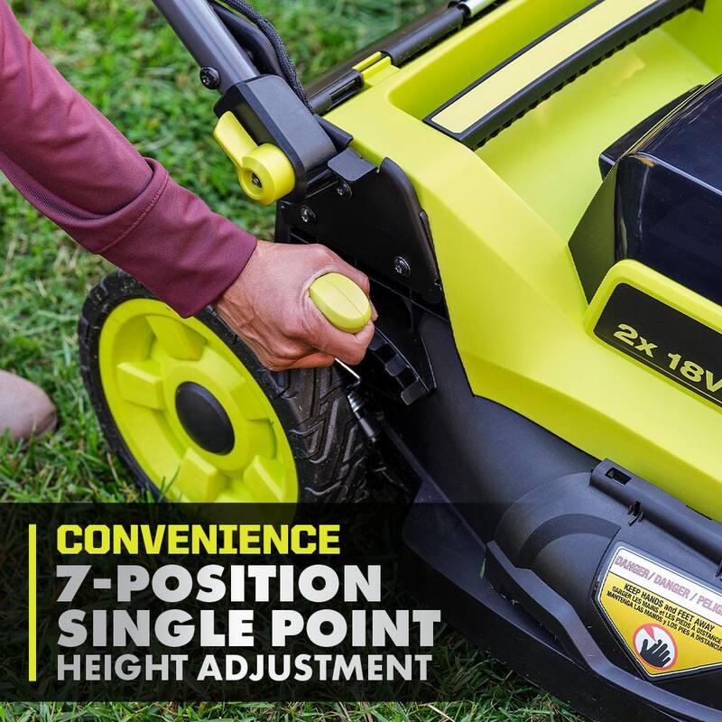 RYOBI ONE+ 18V HP Brushless Whisper Series 20" Self-Propelled Dual Blade Walk Behind Mower-(6) 4.0 Batteries and (3) Chargers - P11100-BK
