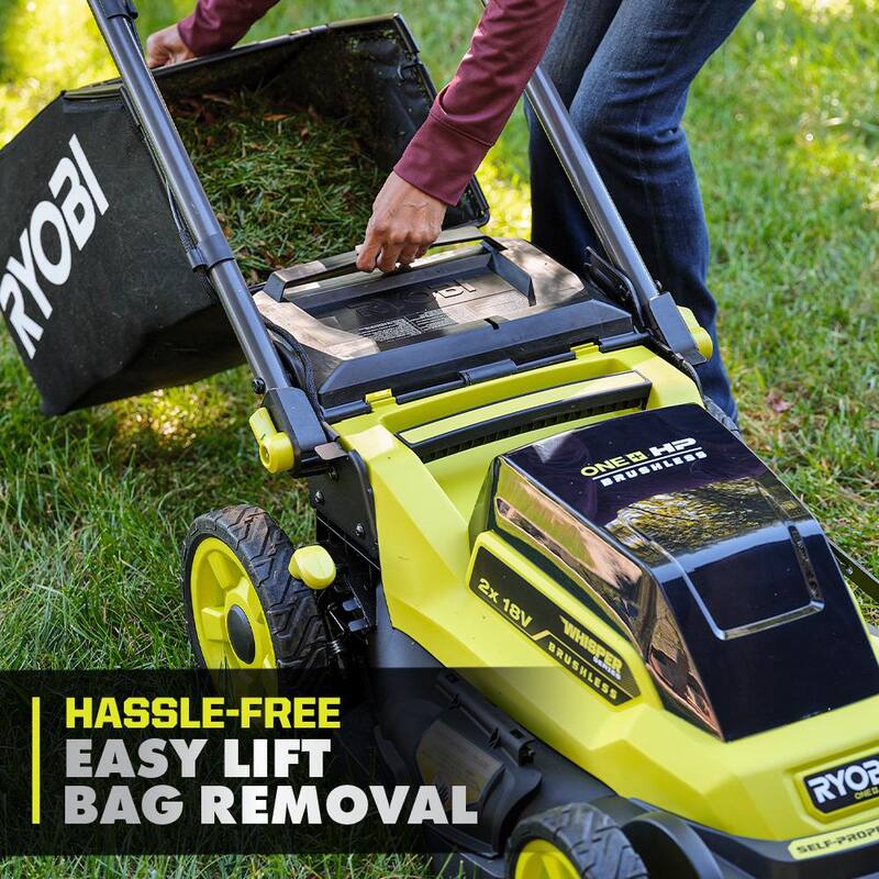 RYOBI ONE+ 18V HP Brushless Whisper Series 20" Self-Propelled Dual Blade Walk Behind Mower-(6) 4.0 Batteries and (3) Chargers - P11100-BK