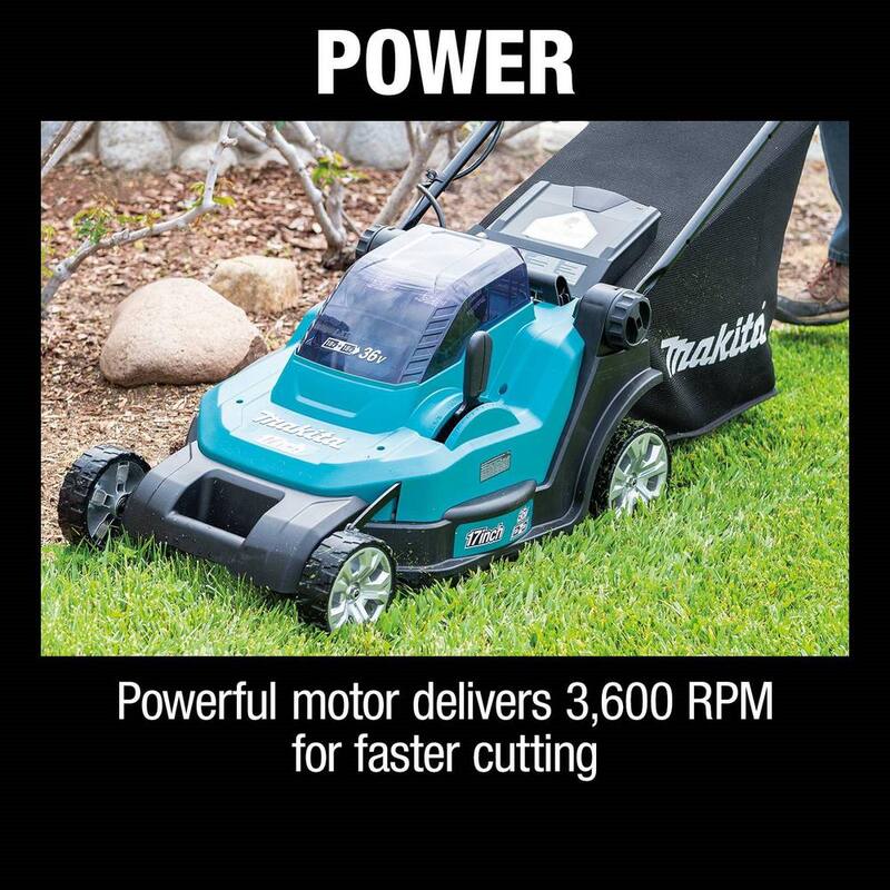 Makita 18V X2 (36V) LXT Cordless 17 in. Residential Lawn Mower Kit (5.0Ah) with bonus 18V LXT 20 L.E.D. Work Light, Light Only - XML05PT-DML805