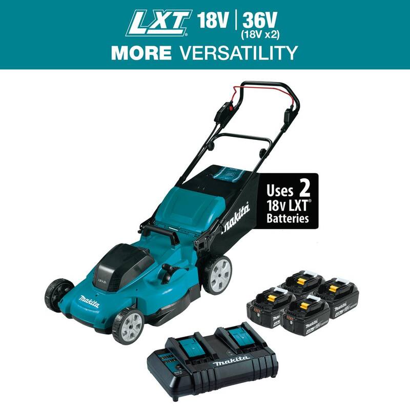 Makita 18V X2 (36V) LXT Lithium-Ion Cordless 19 in. Walk Behind Lawn Mower Kit w/4 batteries (4.0Ah) - XML13CM1